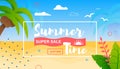 Summer Time and Super Sales Flat Tropical Banner
