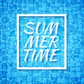 Summer time. Swimming pool bottom caustics ripple and flow with waves background. Seamless blue ripples pattern. Vector