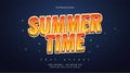Summer Time Text with Cartoon Style in White and Orange. Editable Text Effect Royalty Free Stock Photo