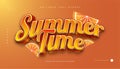 Summer Time Text Style with 3D Orange Effect Royalty Free Stock Photo