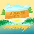 Summer time text on wooden label