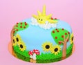 Summer time theme fondant cake Royalty Free Stock Photo