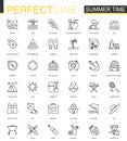 Summer time thin line web icons set. Vacation travel outline stroke icons design.