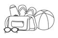 Summer time and travel cartoon in black and white Royalty Free Stock Photo