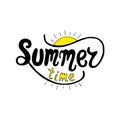 Summer time. Unique lettering poster. Vector art. Trendy handwritten summer illustration. Royalty Free Stock Photo
