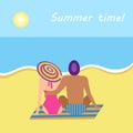 Summer time vacation banner with people hugging