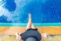 Summer time and Vacations. Women lifestyle with fashion big hat relaxing Royalty Free Stock Photo