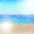 Summer time vector banner design with white circle for text and colorful beach elements in white background. Vector illustration Royalty Free Stock Photo