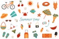 Summer time vector clip art. Set of summer clothes, fruits, beach and vacation items, sea animals Royalty Free Stock Photo