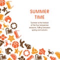 Summer time vector illustrations with icons Royalty Free Stock Photo