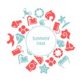 Summer time vector illustrations with icons Royalty Free Stock Photo