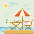 Summer time vector tropical leisure water outdoor sunlight tourism. Royalty Free Stock Photo