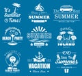 Summer time vintage logo set, vector illustration Royalty Free Stock Photo