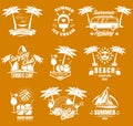 Summer time vintage logo set, vector illustration Royalty Free Stock Photo