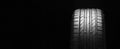 Summer tire on a black background. space for text, copy space panorama