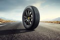 summer tire on road, space, ai generated