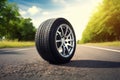 summer tire on road, space, ai generated