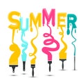 Summer Title with Colorful Brushes Design