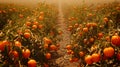 Summer tomato plantation background. Many tomato plants in greenhouse Royalty Free Stock Photo