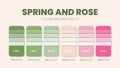 Spring and Rose color palette or color schemes are trends combinations and palette guides. Example of table color shades in RGB Royalty Free Stock Photo