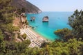 Summer touristic destination in Puglia, Italy: Faraglioni di Puglia Baia delle Zagare. Travel Italy Royalty Free Stock Photo