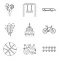 Summer toy icons set, outline style Royalty Free Stock Photo