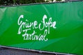 Summer traditional green sauce festival in germany, banner, banner in center of frankfurt am main, cultural diversity national