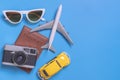 Travel accessories with plane camera passport and car pas