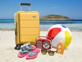 Summer travel and beach vacations accessoires. Travel and tourism concept