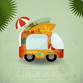 Summer Travel Bus in retro Style Royalty Free Stock Photo