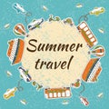 Summer travel card. Summer vacation concept