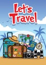 Summer travel cartoon style