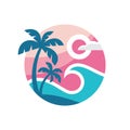 Summer travel - concept business logo template vector illustration. Tropical paradise vacation creative icon sign in flat design