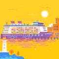 Summer travel cruise ship. Sea landscape.