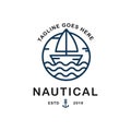 Summer Travel Design - Sail Boat. Nautical Logo Design Inspiration, Vector illustration