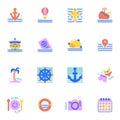 Summer travel flat icons set Royalty Free Stock Photo