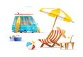 Summer travel holiday concept. Cartoon illustration Royalty Free Stock Photo