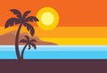 Summer travel - horizontal concept banner template, vector illustration in flat style. Vacation creative layout. Tropical holiday