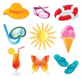 Summer and travel icon set Royalty Free Stock Photo