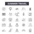 Summer travel line icons, signs, vector set, outline illustration concept Royalty Free Stock Photo