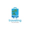 Summer travel logo with copper icon vector template