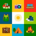 Summer travel and tourism icons Royalty Free Stock Photo