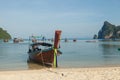 Beautiful landscape of rocks mountain and crystal clear sea with longtail boat Thailand. Summer, Travel, Vacation, Holiday concept Royalty Free Stock Photo