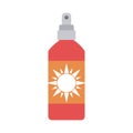 Summer travel and vacation sunblock cosmetic bottle in flat style isolated icon