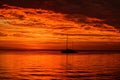 Summer traveling cruise. Sailboats at sunset. Ocean yacht sailing along water. Royalty Free Stock Photo