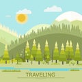 Summer Traveling Vector Illustration. Landscape