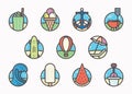 Summer trendy flat line icon pack for designers and developers.