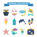 Summer trip icon set