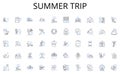 Summer trip line icons collection. Payment, Transfer, Exchange, Purchase, Withdrawal, Deposit, Trade vector and linear