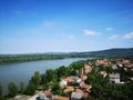 Landscape of Esztergom city with the Danube